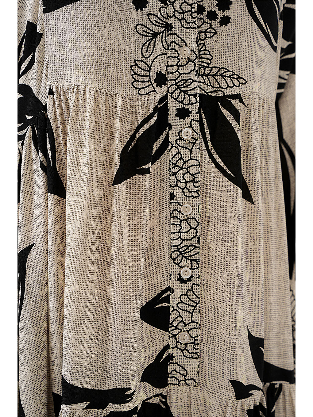 2423 Otantik Desenli Tesettür Elbise - F.Gri-4