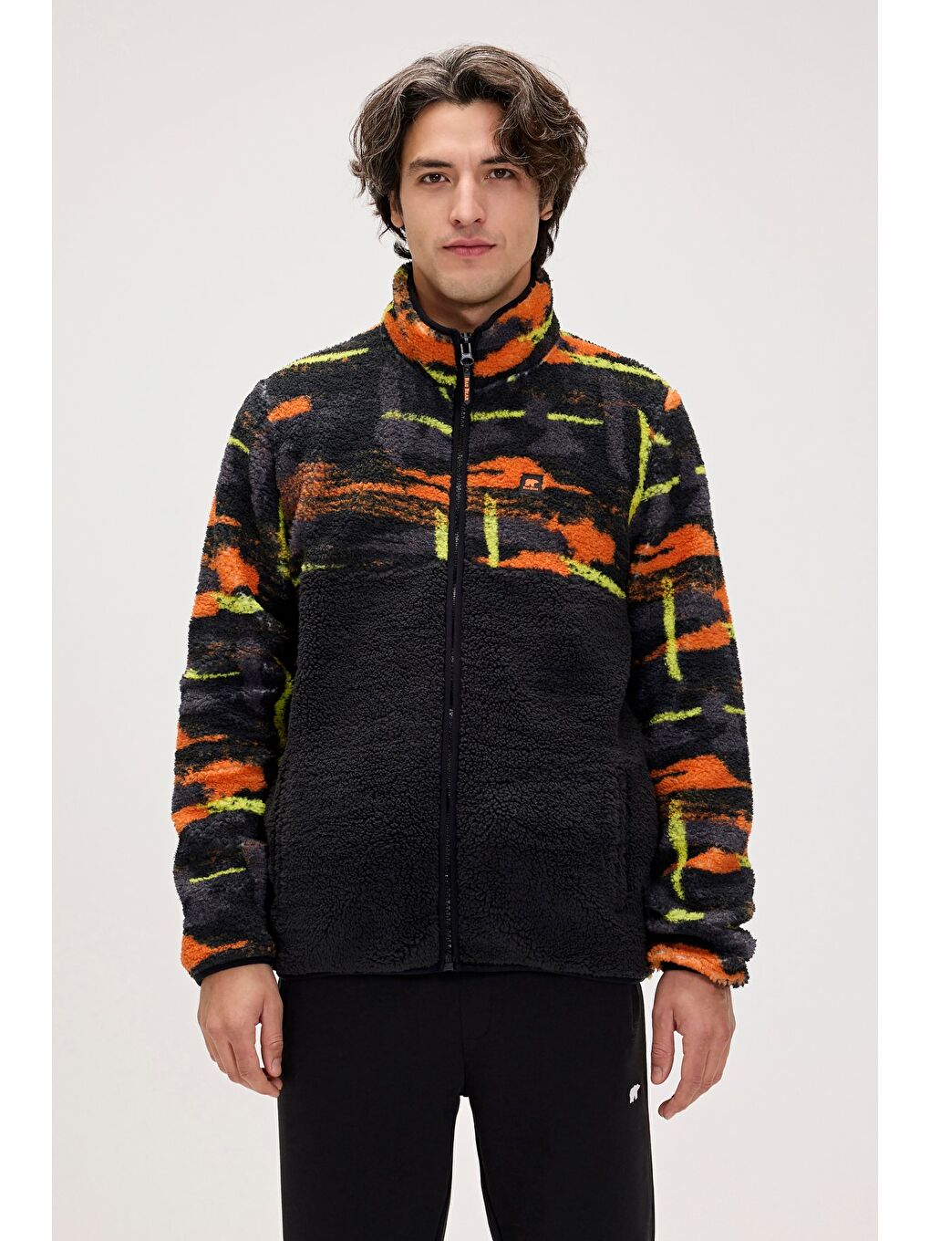 Vernon Siyah Erkek Full-Zip Polar Sweatshirt