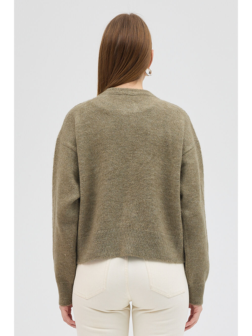 Montro - Düğme Detaylı Yumuşak Dokulu Triko Hırka - Haki Renk-4