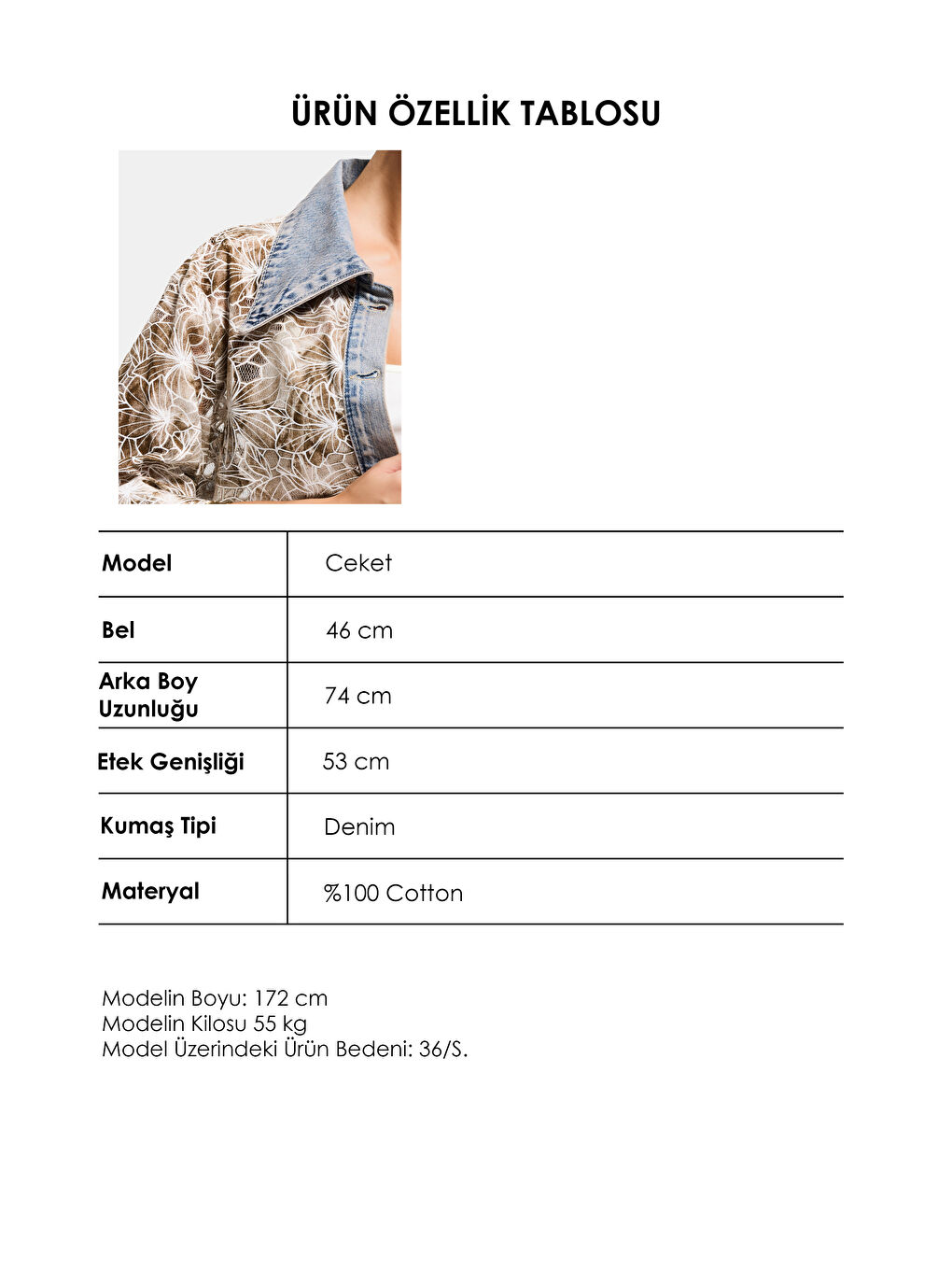 Mavi Kadın Jean Kahve 4s6-65 Oversize Özel Tasarım Gül Dantel Detaylı Ceket Gömlek-3