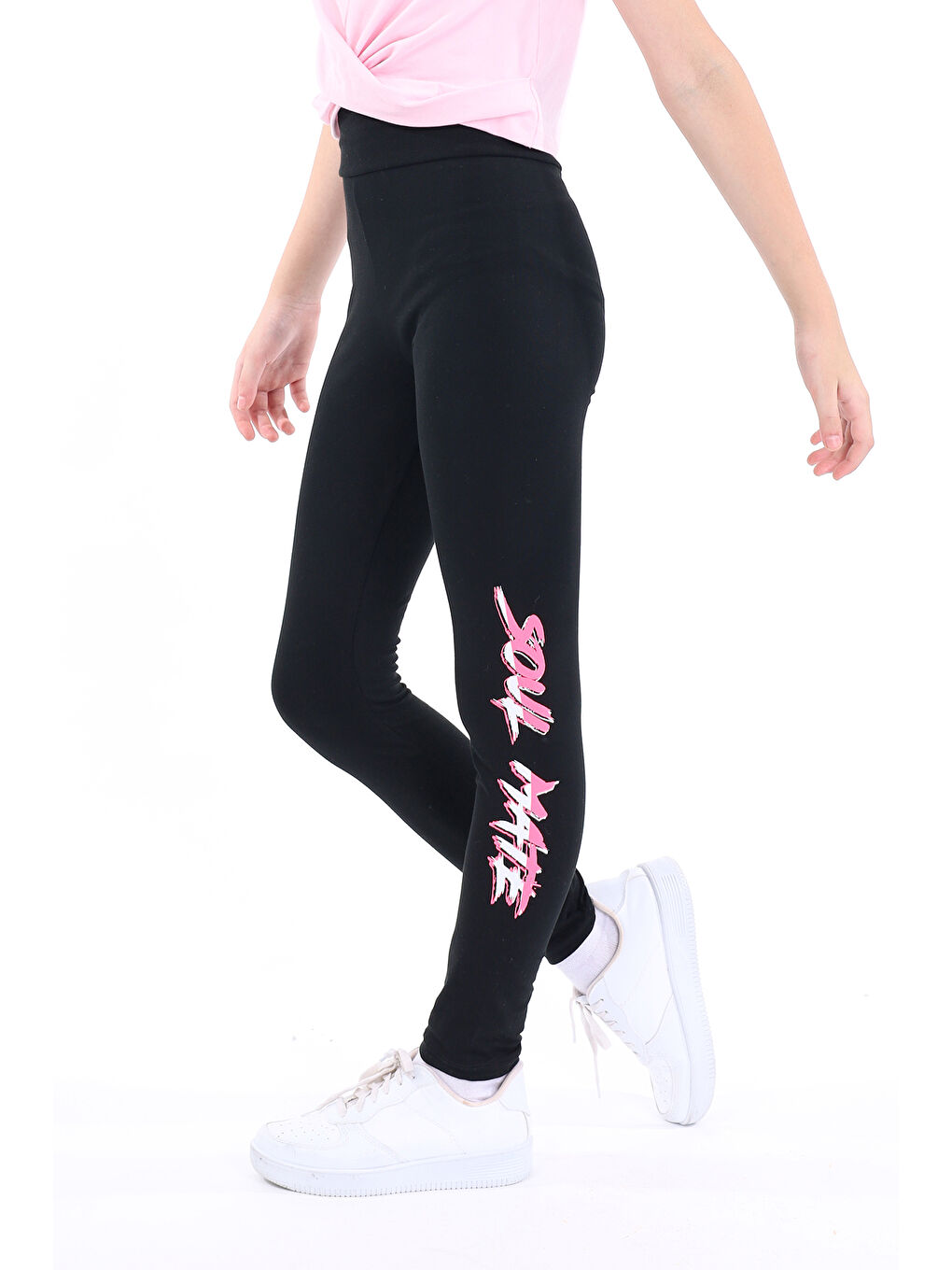 Siyah Kız Çocuk Baskılı Tayt-1