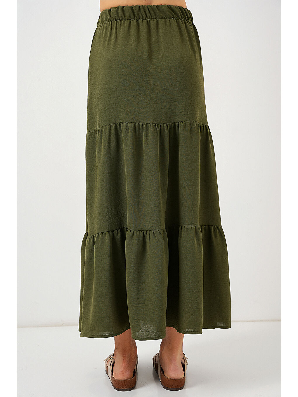 Kadın Ayrobin Uzun Etek 8048 - Haki-5