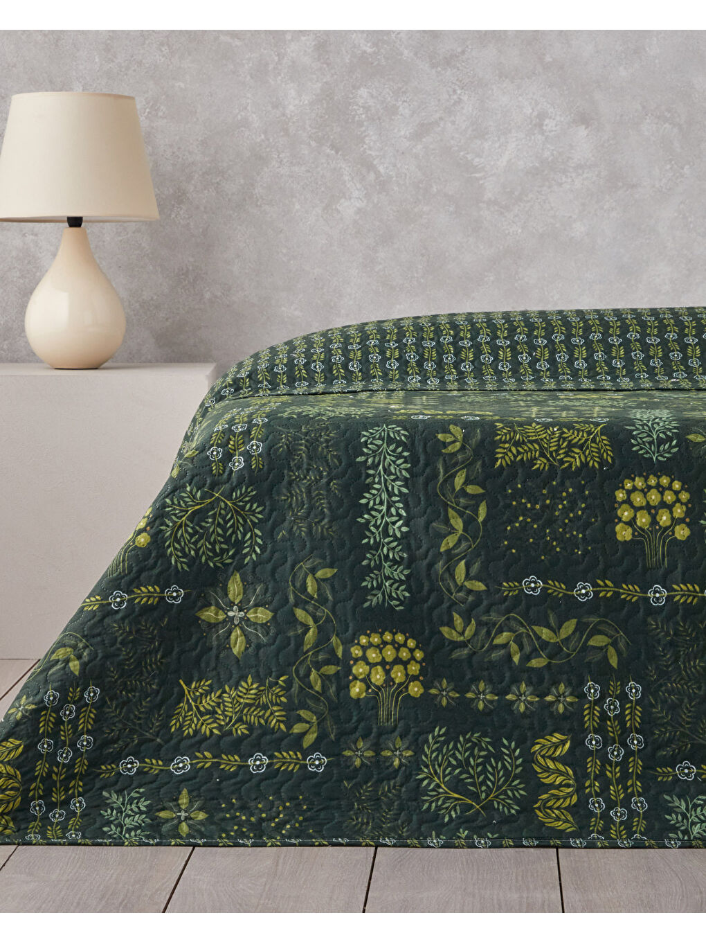 Tendril Bloom Çift Kişilik Çok Amaçlı Örtü 200x220 cm Yeşil-2