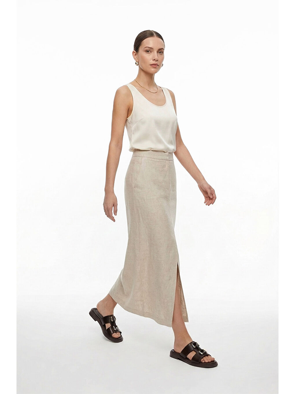 Kahverengi Kadın KAHVERENGİ Tokalı Günlük Terlik-2