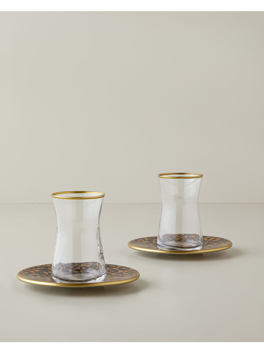 Noctara Cam 4 Parça 2 Kişilik Çay Seti 165 ml Kahverengi-Gold