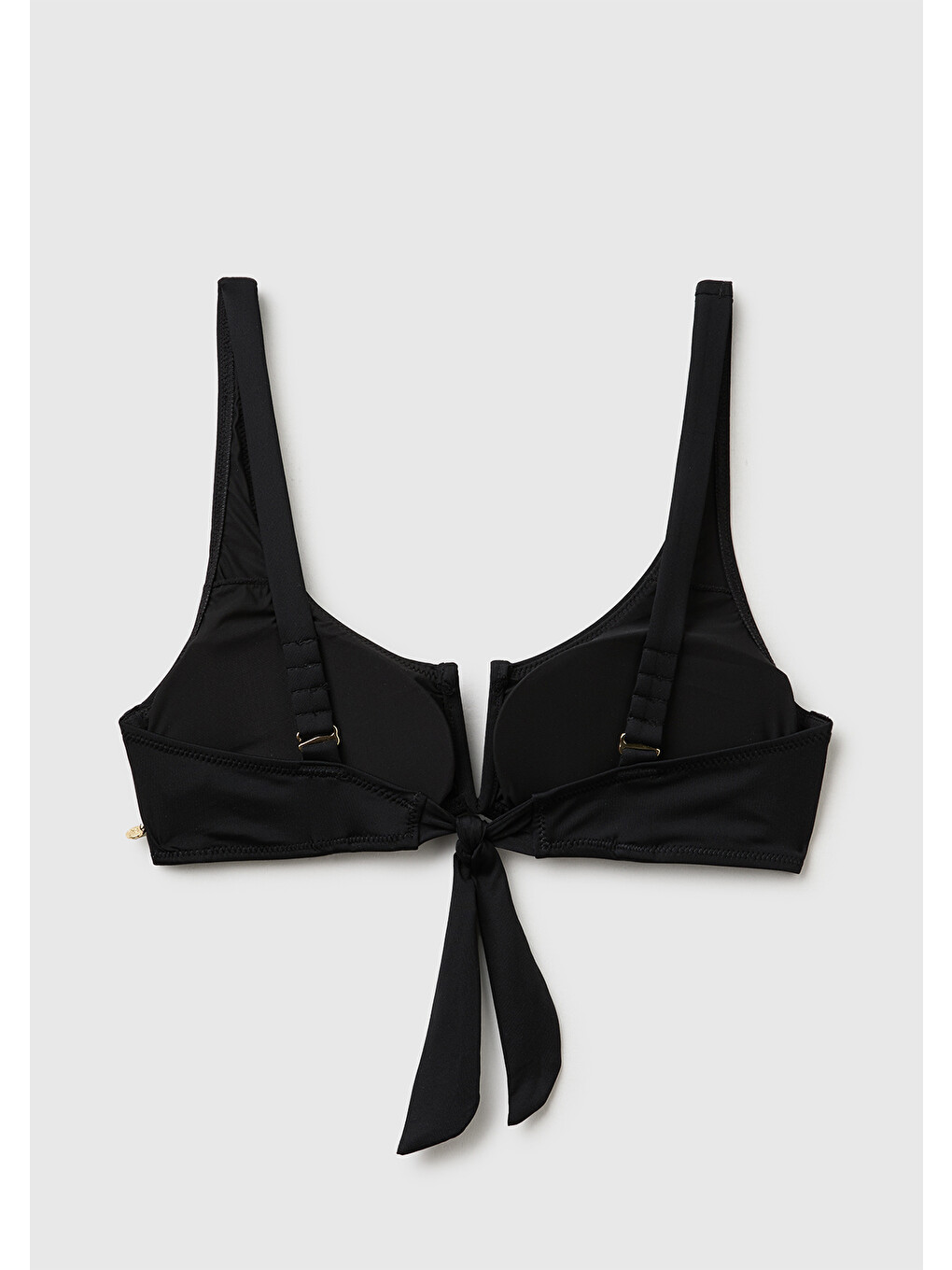 Kadın Siyah Arkası Fiyonklu Çıkarılabilir Pedli Bikini Üstü-1