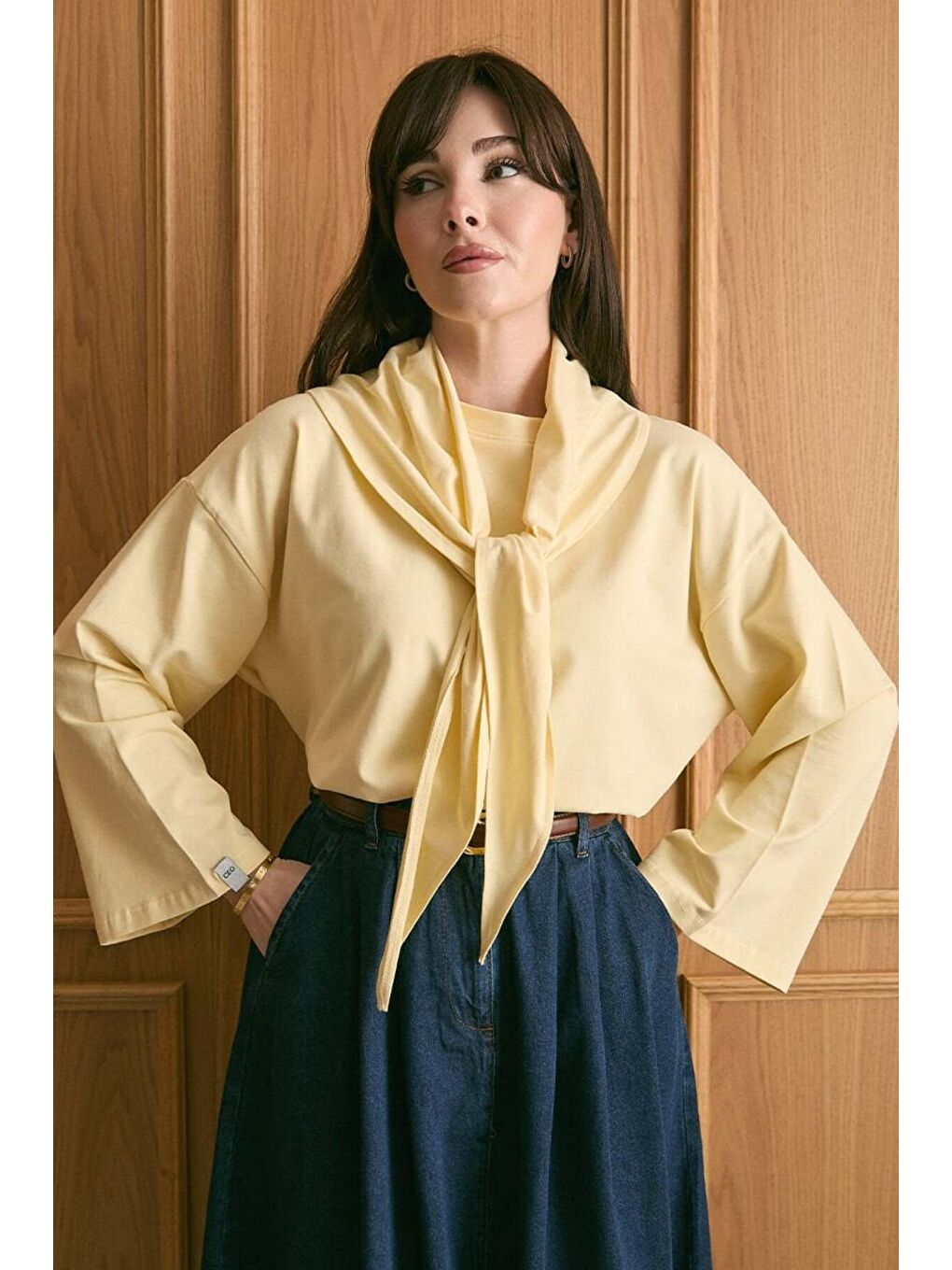 Tereyağ Sarısı Fularlı Body