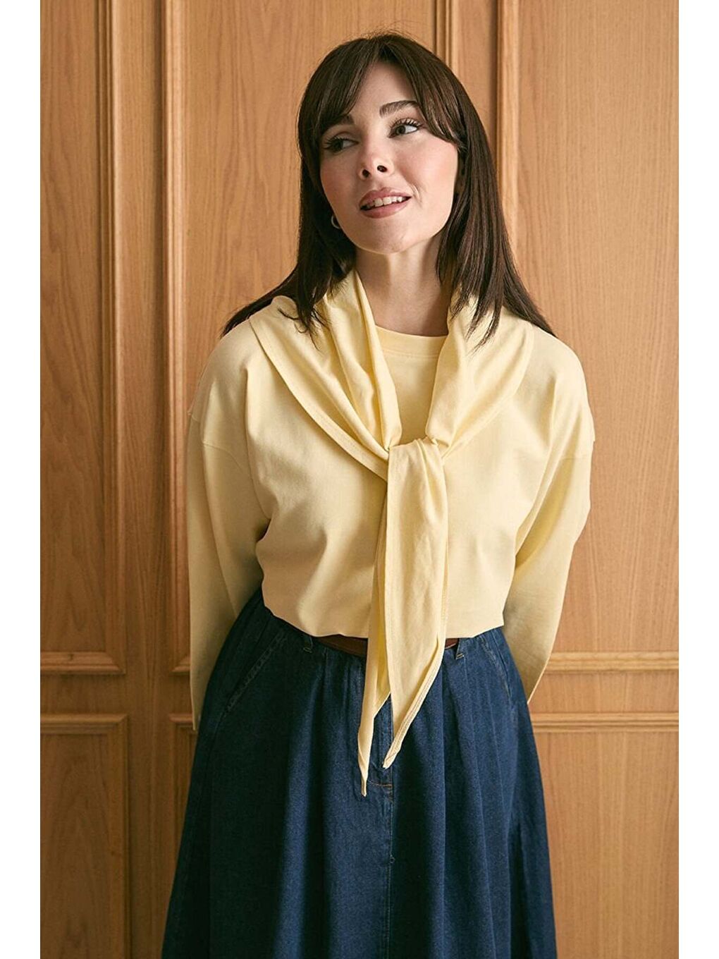 Tereyağ Sarısı Fularlı Body-1