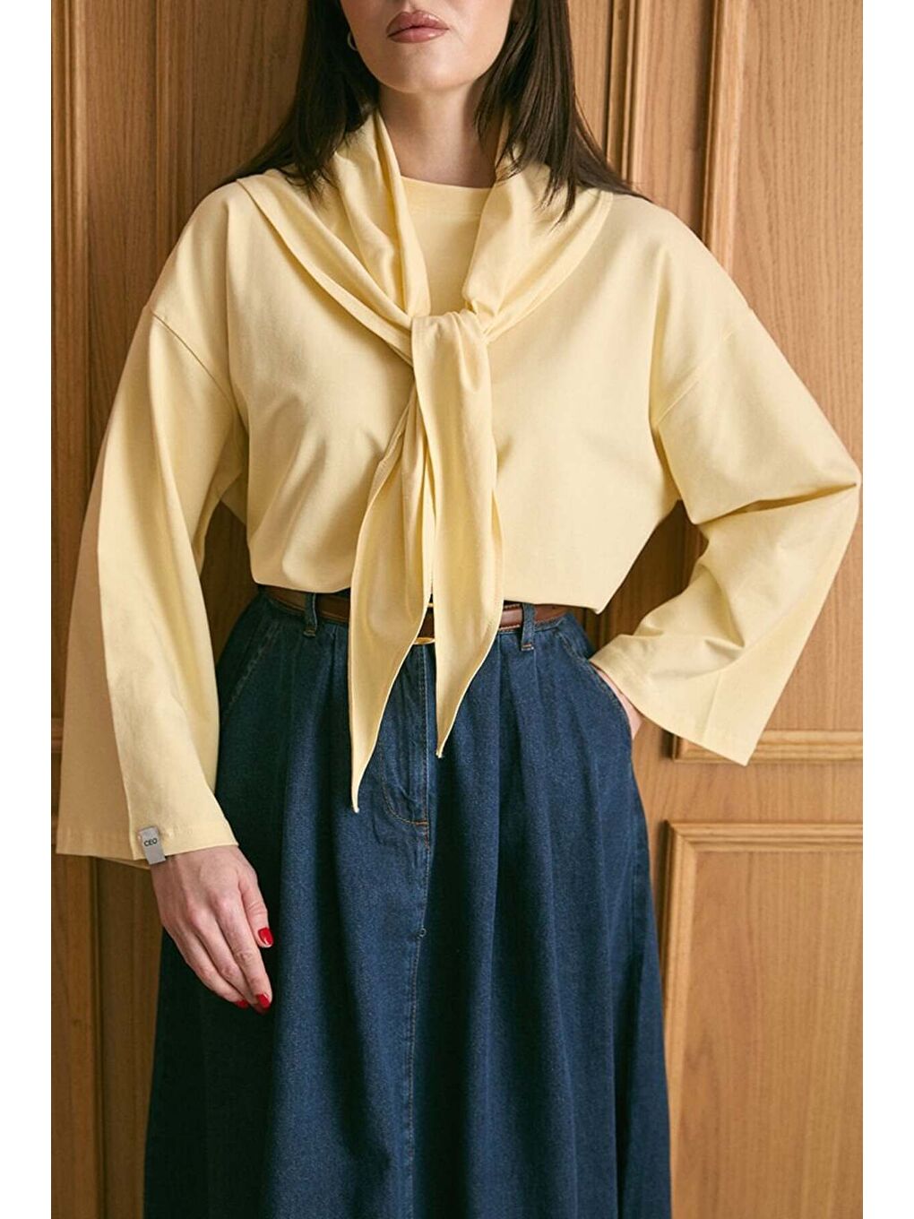 Tereyağ Sarısı Fularlı Body-2