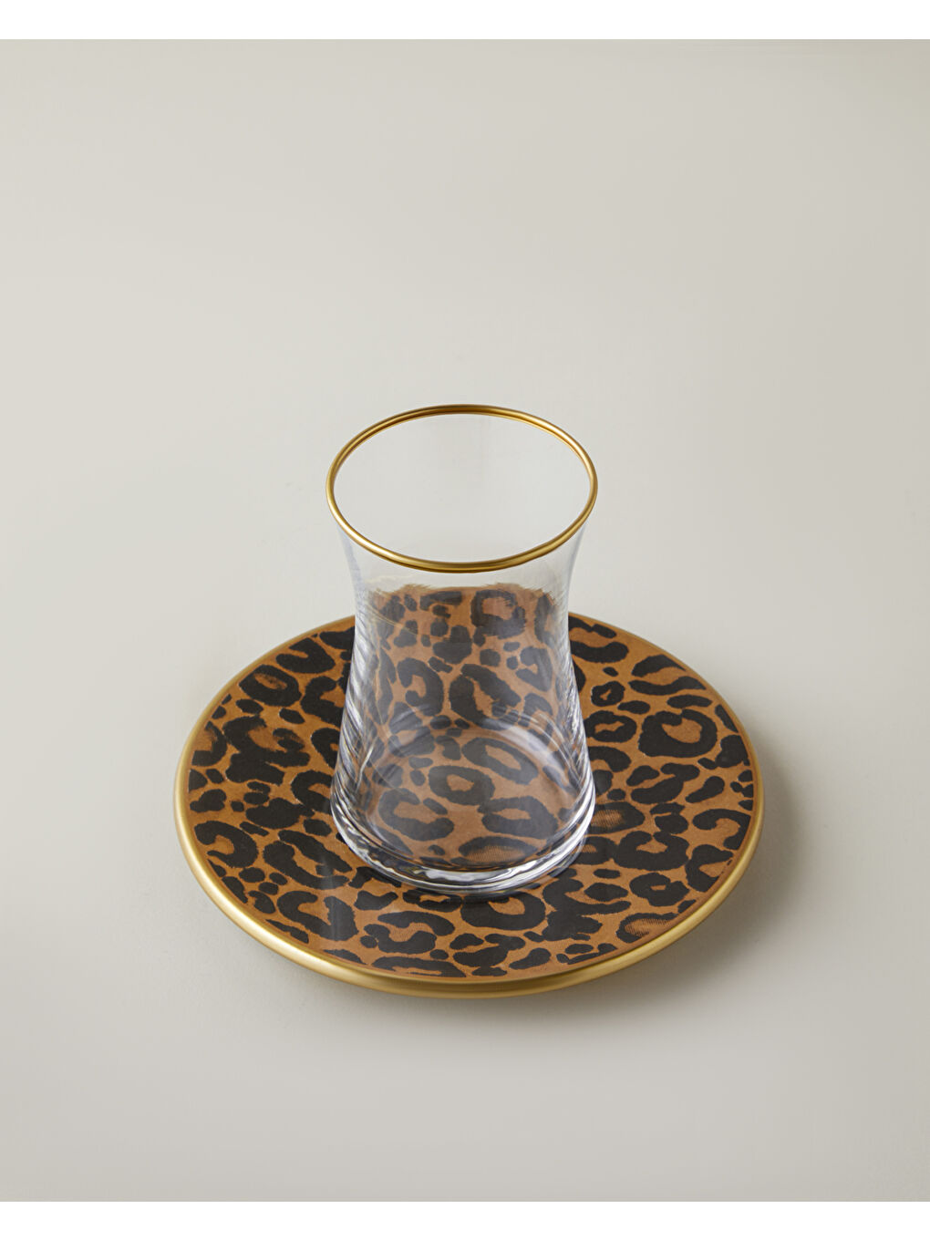 Noctara Cam 4 Parça 2 Kişilik Çay Seti 165 ml Kahverengi-Gold-2