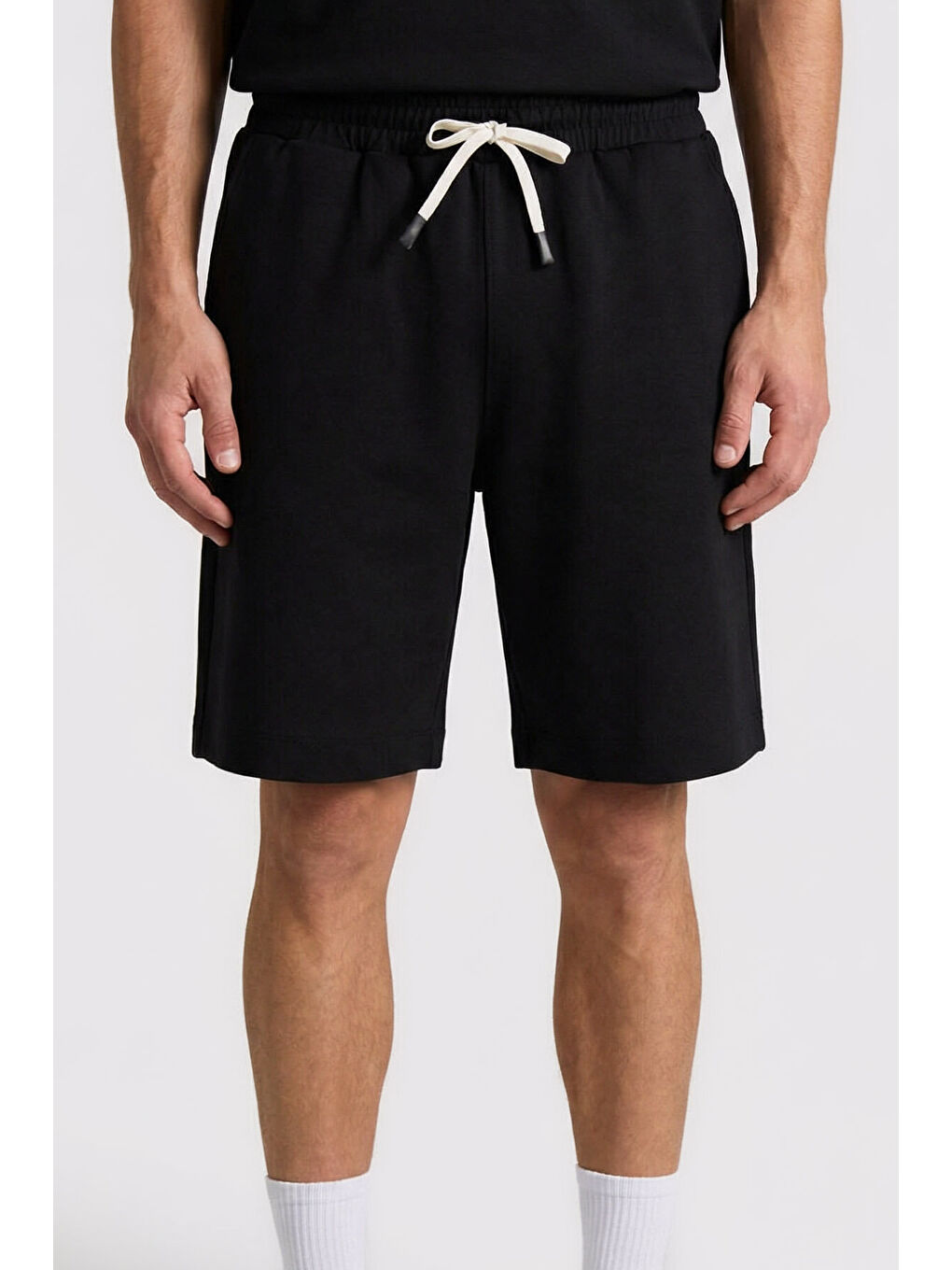 Siyah Oversize Fit Basic Erkek Şort Takım - 85292-1