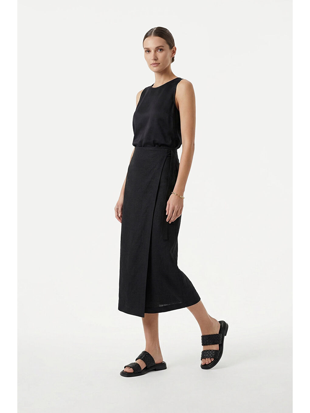 Siyah Kadın SİYAH Çift Bantlı Günlük Terlik-2