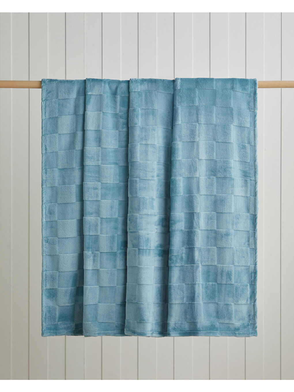 Classic Check Jakarlı Supersoft Çift Kişilik Battaniye 200x220 cm Mavi-1