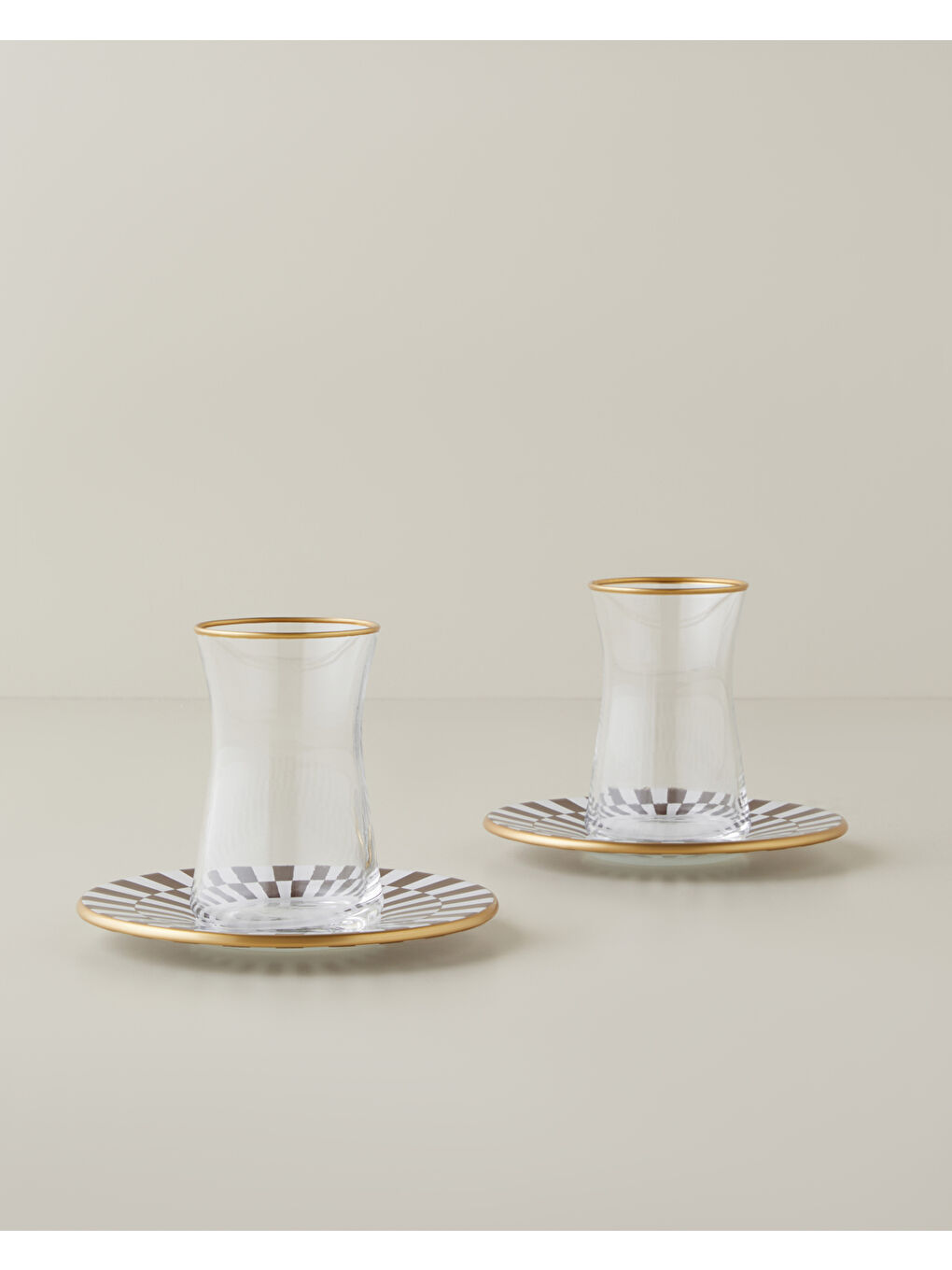 Emberly Cam 4 Parça 2 Kişilik Çay Seti 165 ml Kahverengi-Gold