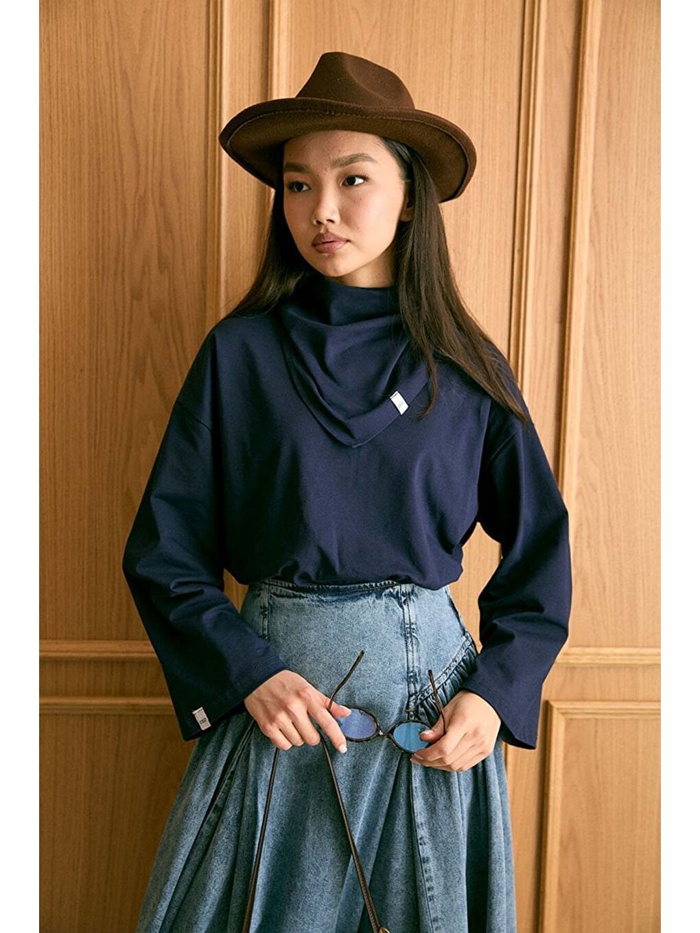 Lacivert Fularlı Body-1