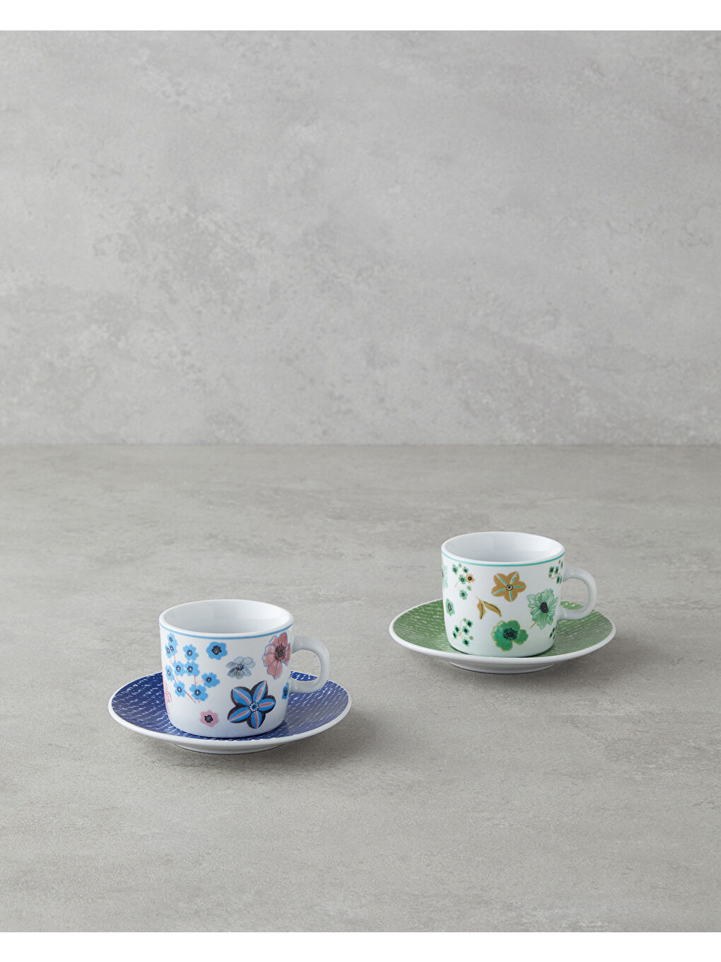 Dewy Porselen 4 Parça 2 Kişilik Kahve Fincan Takımı 80 ml Mavi-yeşil