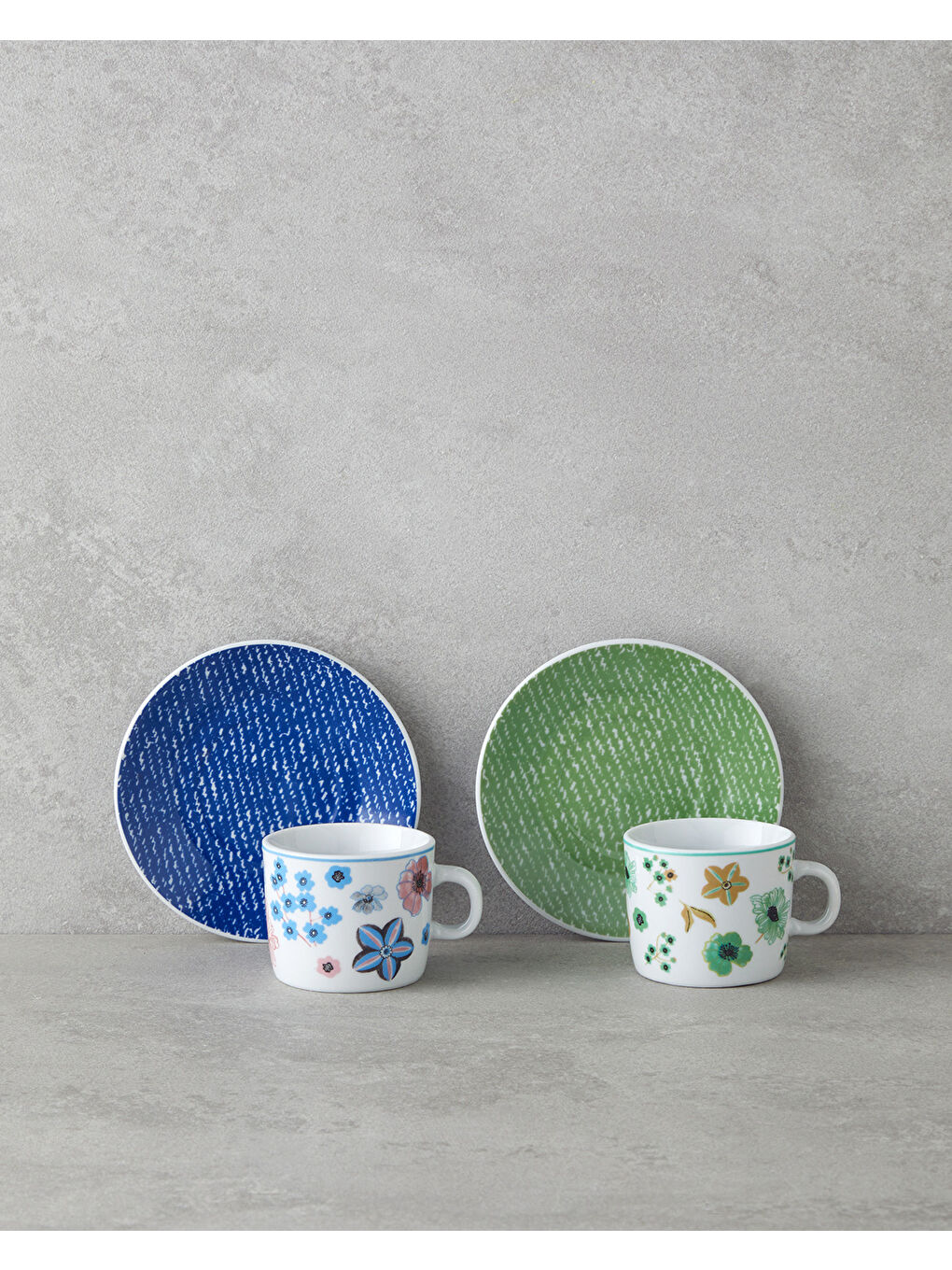 Dewy Porselen 4 Parça 2 Kişilik Kahve Fincan Takımı 80 ml Mavi-yeşil-1