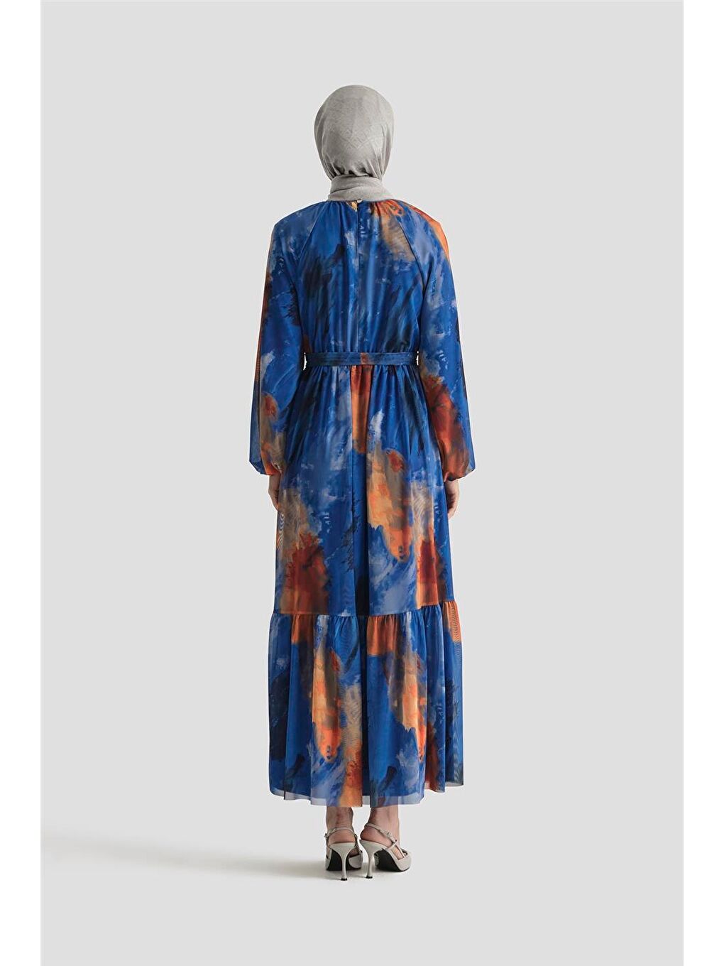 Desenli Elbise 25Yd4016 Mavi-3