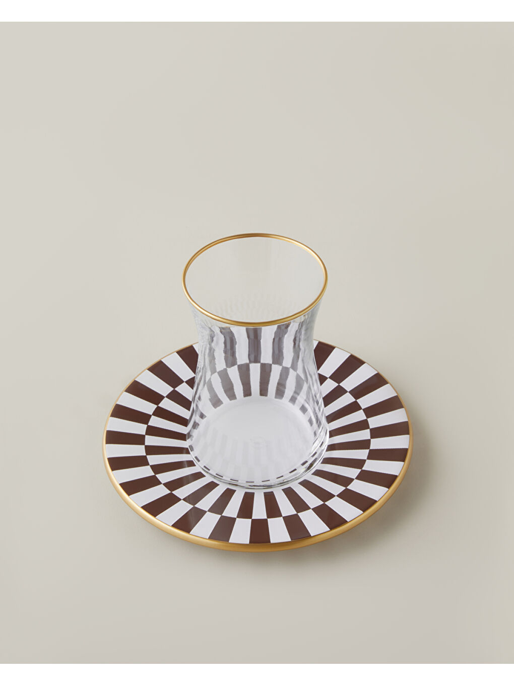 Emberly Cam 4 Parça 2 Kişilik Çay Seti 165 ml Kahverengi-Gold-2