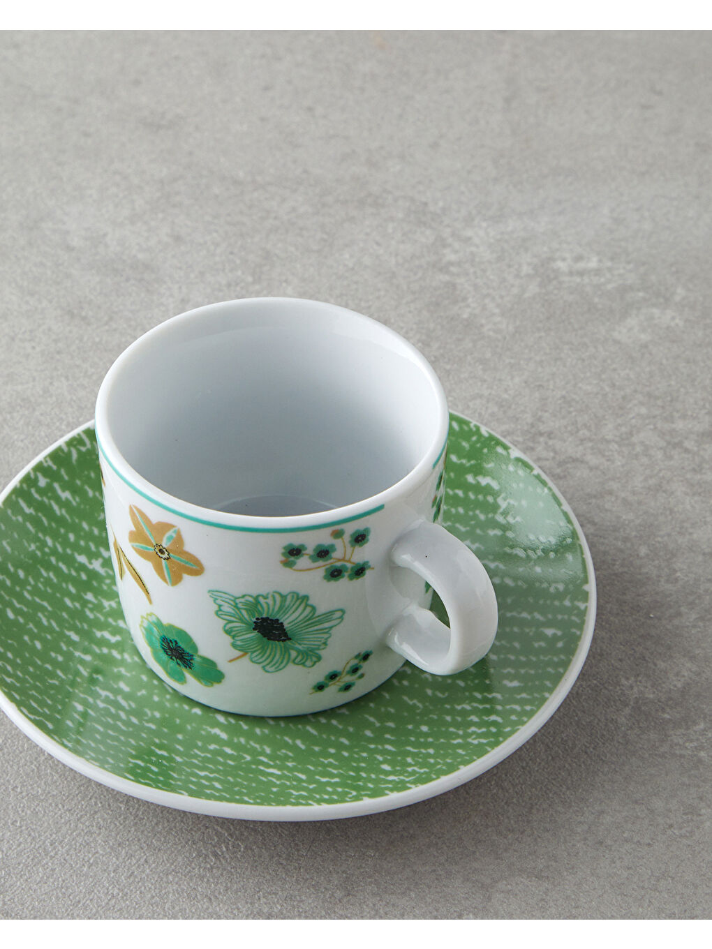 Dewy Porselen 4 Parça 2 Kişilik Kahve Fincan Takımı 80 ml Mavi-yeşil-3