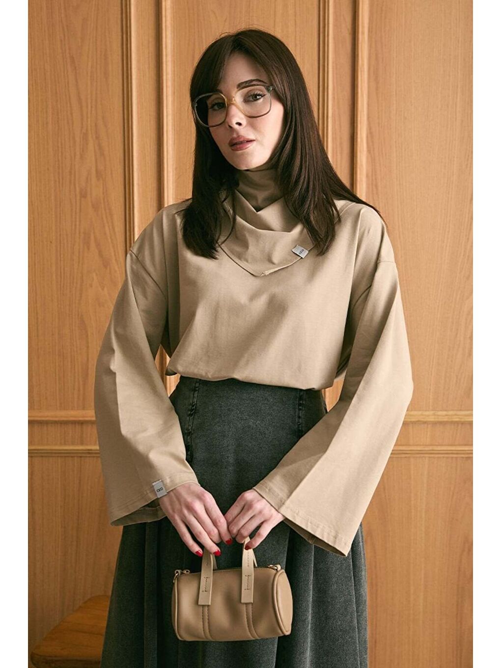 Bej Taş Fularlı Body