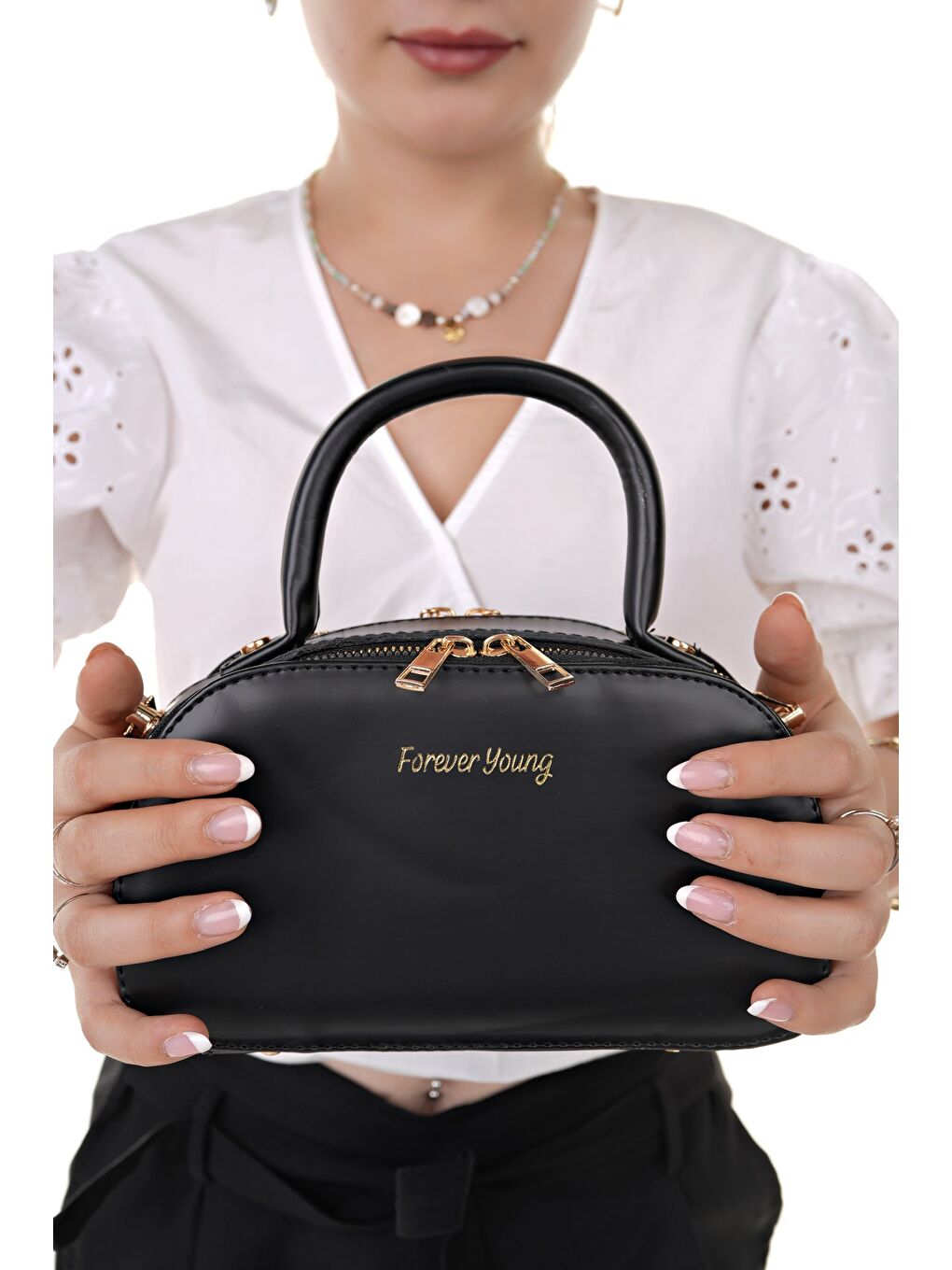 Siyah ARNELA Kadın Çift Bölmeli El ve Omuz Çantası-2