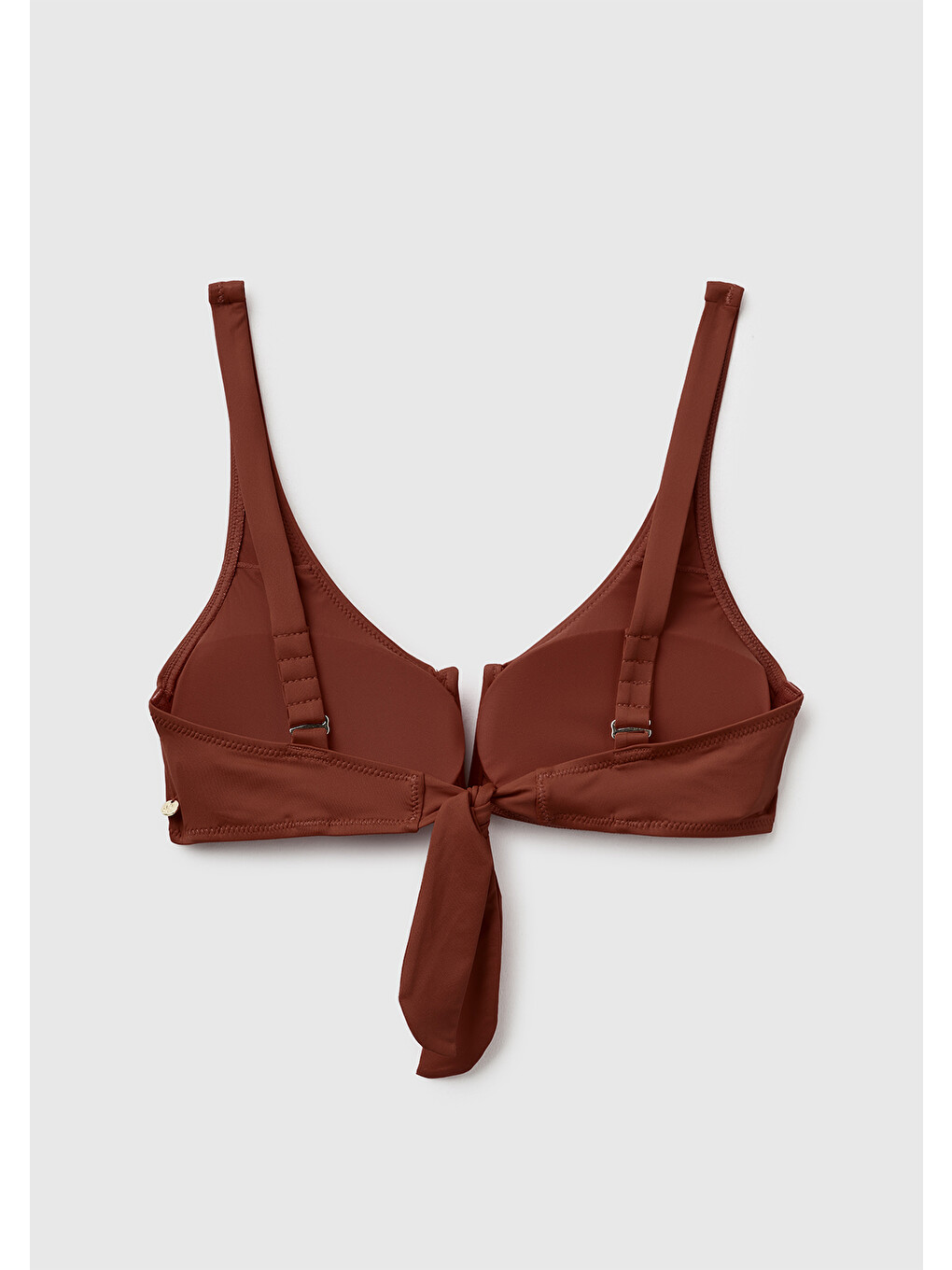 Kadın Koyu Kahverengi Arkası Fiyonklu Çıkarılabilir Pedli Bikini Üstü-1