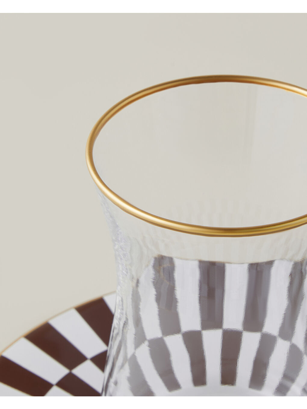 Emberly Cam 4 Parça 2 Kişilik Çay Seti 165 ml Kahverengi-Gold-3