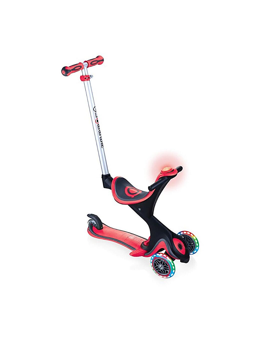 Globber Karışık Evo Comfort Play Işıklı Scooter - Kırmızı