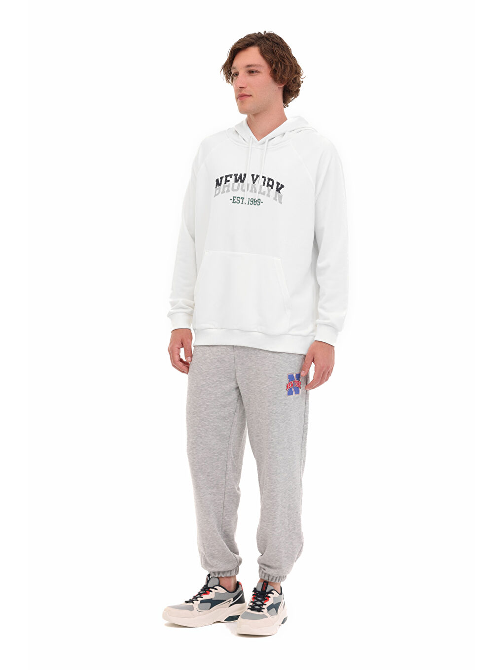 Beyaz ML HOMES 17CTY212 5PR KIRIK BEYAZ Erkek Hoodie-2