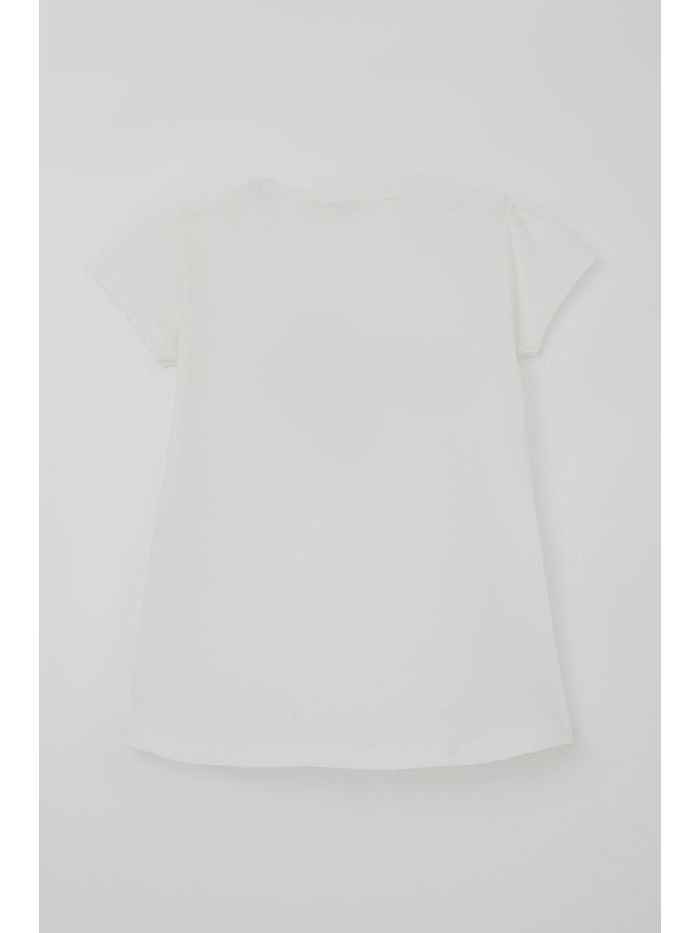 Kız Çocuk Tişört Fiyonklu Kiraz Baskılı Yanları Yırtmaçlı Ekru (5-10 Yaş)-1