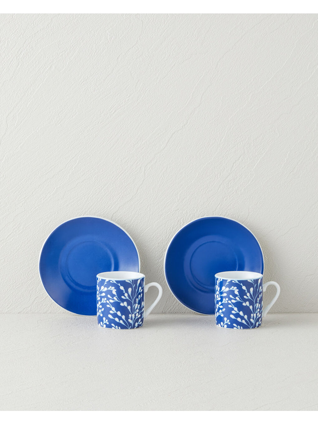 Fawn Porselen 4 Parça 2 Kişilik Kahve Fincan Takımı 80 ml Koyu Mavi-1