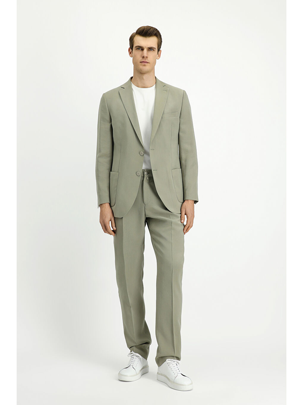 Haki 6 Drop Regular Fit Standart Kesim Beli Lastikli Torba Cep Modal Karışımlı Takım Elbise-1