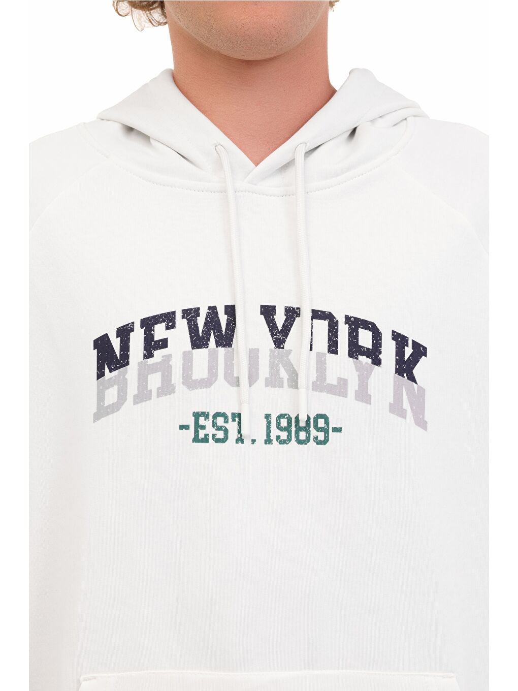 Beyaz ML HOMES 17CTY212 5PR KIRIK BEYAZ Erkek Hoodie-3