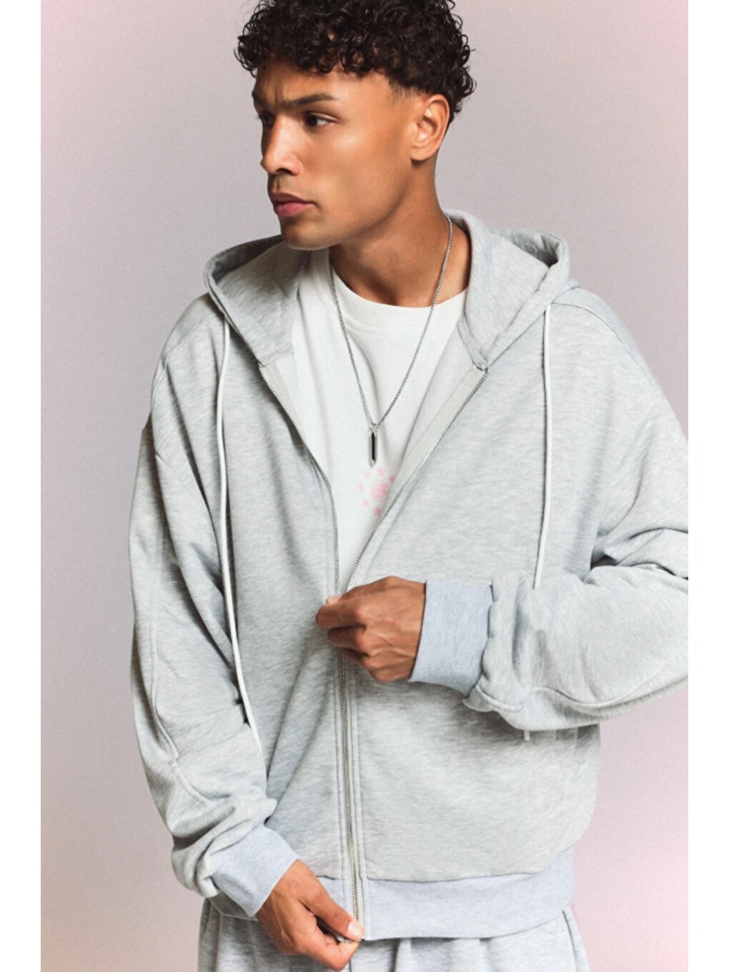 Gri Erkek 3 İplik Şardonlu Regular Fermuarlı Kapüşonlu Sweatshirt – Kalın Kışlık Hoodie-1