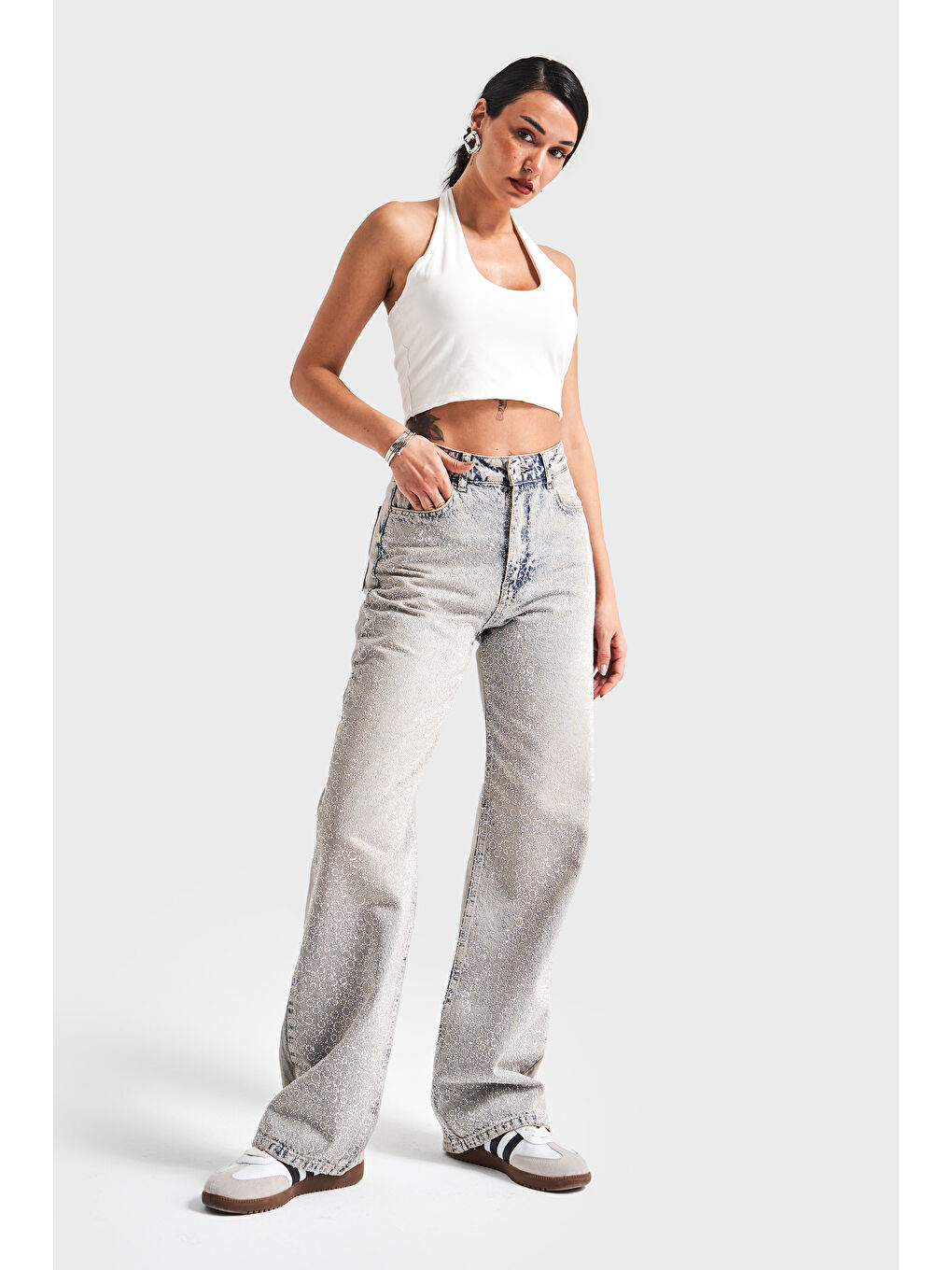 Mavi Kadın T.Kot Rengi T-4S5-90 Parlak Taşlı %100 Pamuk Tasarım Straight Fit Denim Jean-4