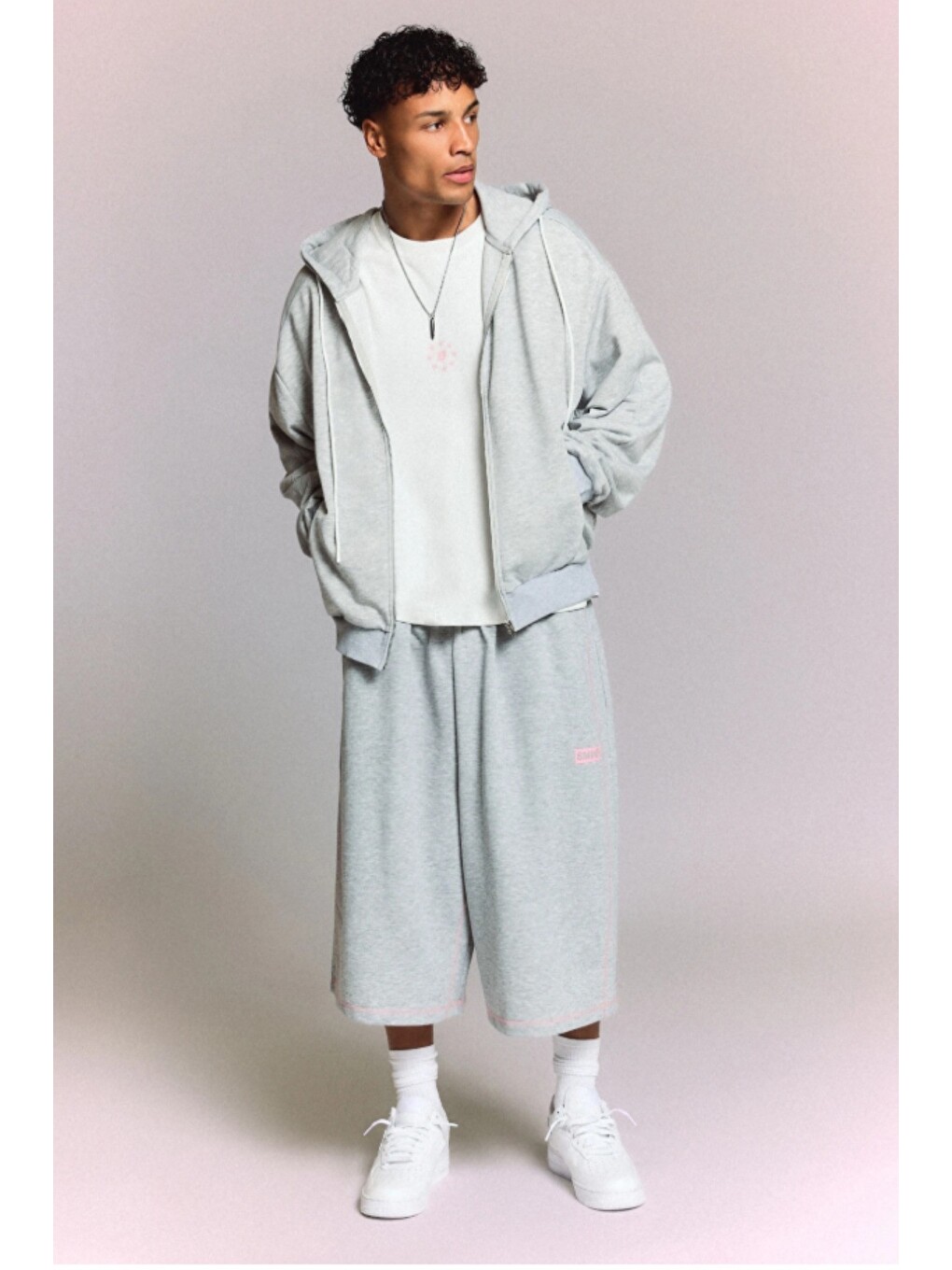 Gri Erkek 3 İplik Şardonlu Regular Fermuarlı Kapüşonlu Sweatshirt – Kalın Kışlık Hoodie-2
