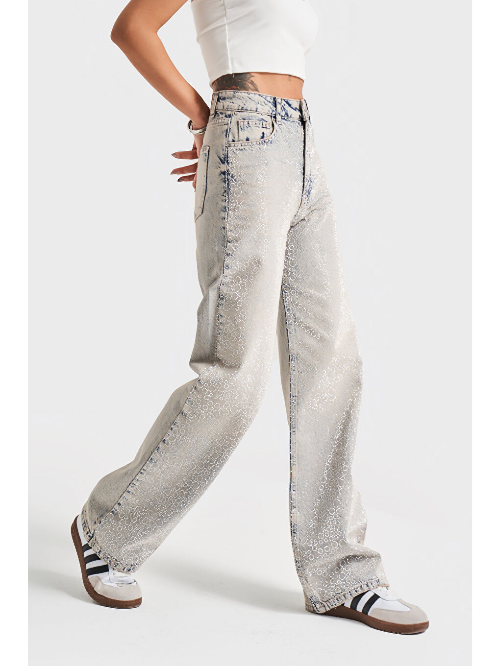 Mavi Kadın T.Kot Rengi T-4S5-90 Parlak Taşlı %100 Pamuk Tasarım Straight Fit Denim Jean-2