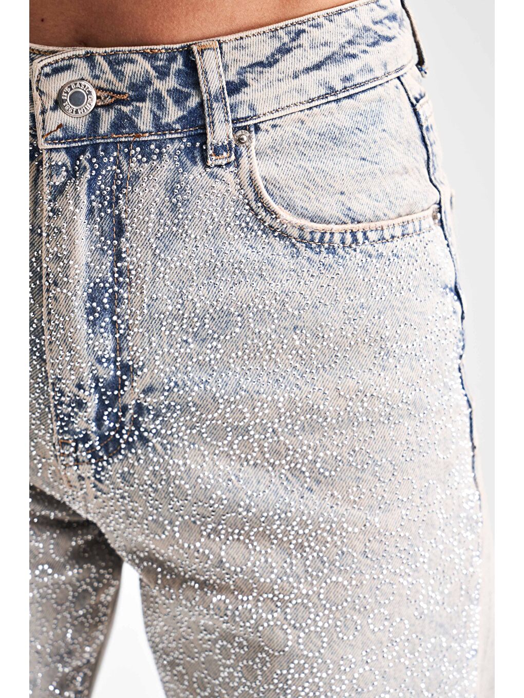 Mavi Kadın T.Kot Rengi T-4S5-90 Parlak Taşlı %100 Pamuk Tasarım Straight Fit Denim Jean-1