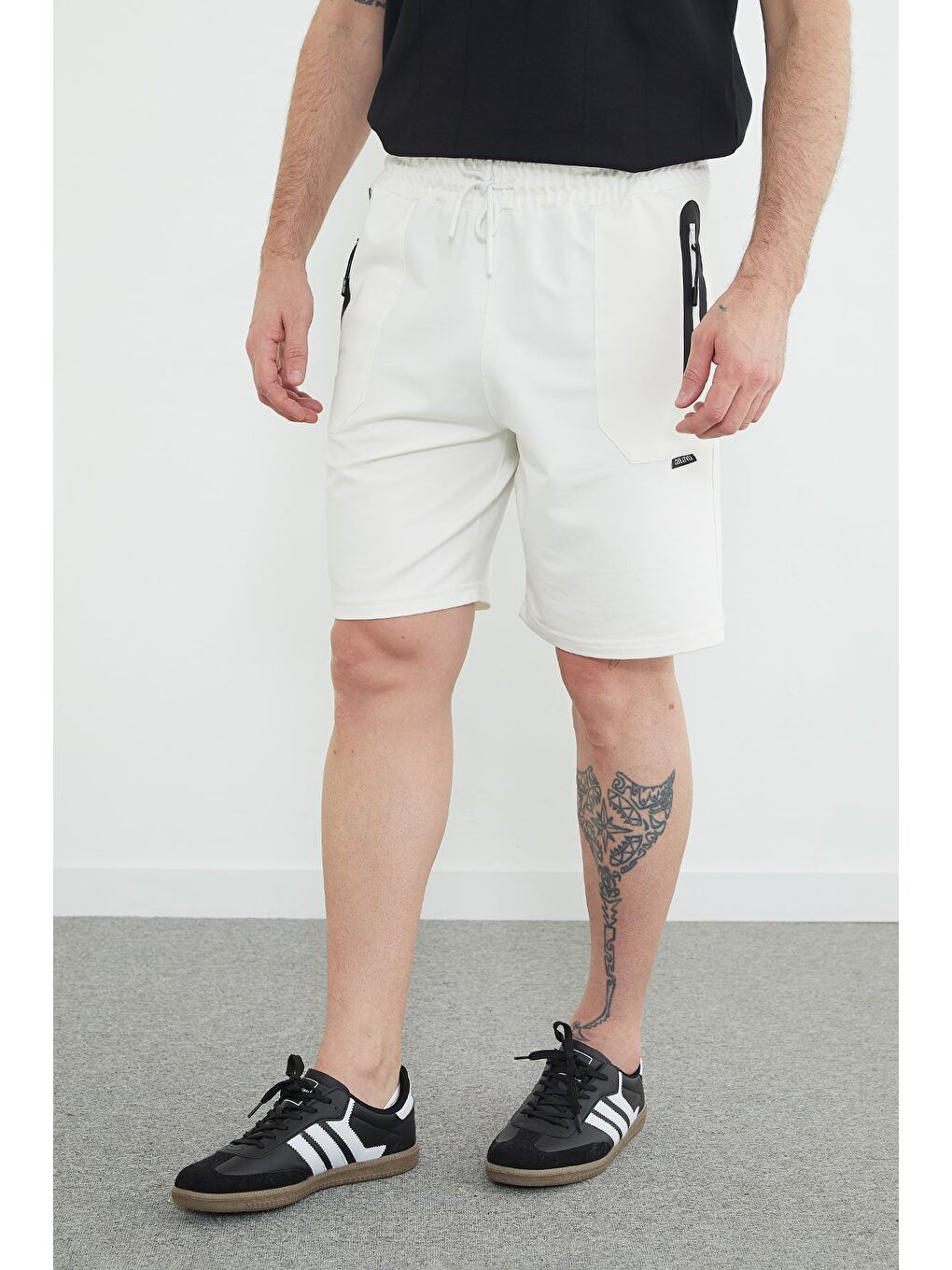 Ekru Coolstyle Etiketli Beli Lastikli Şort-4
