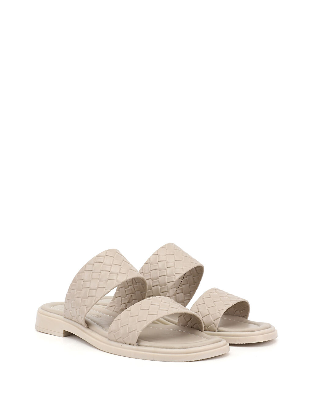 Bej Kadın YENİ BEJ Çift Bantlı Günlük Terlik-1