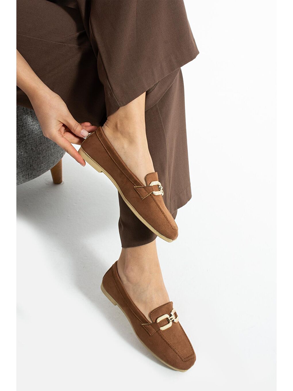 Kahverengi Aly-165 Kadın Babet Günlük Kadın Ayakkabı-1