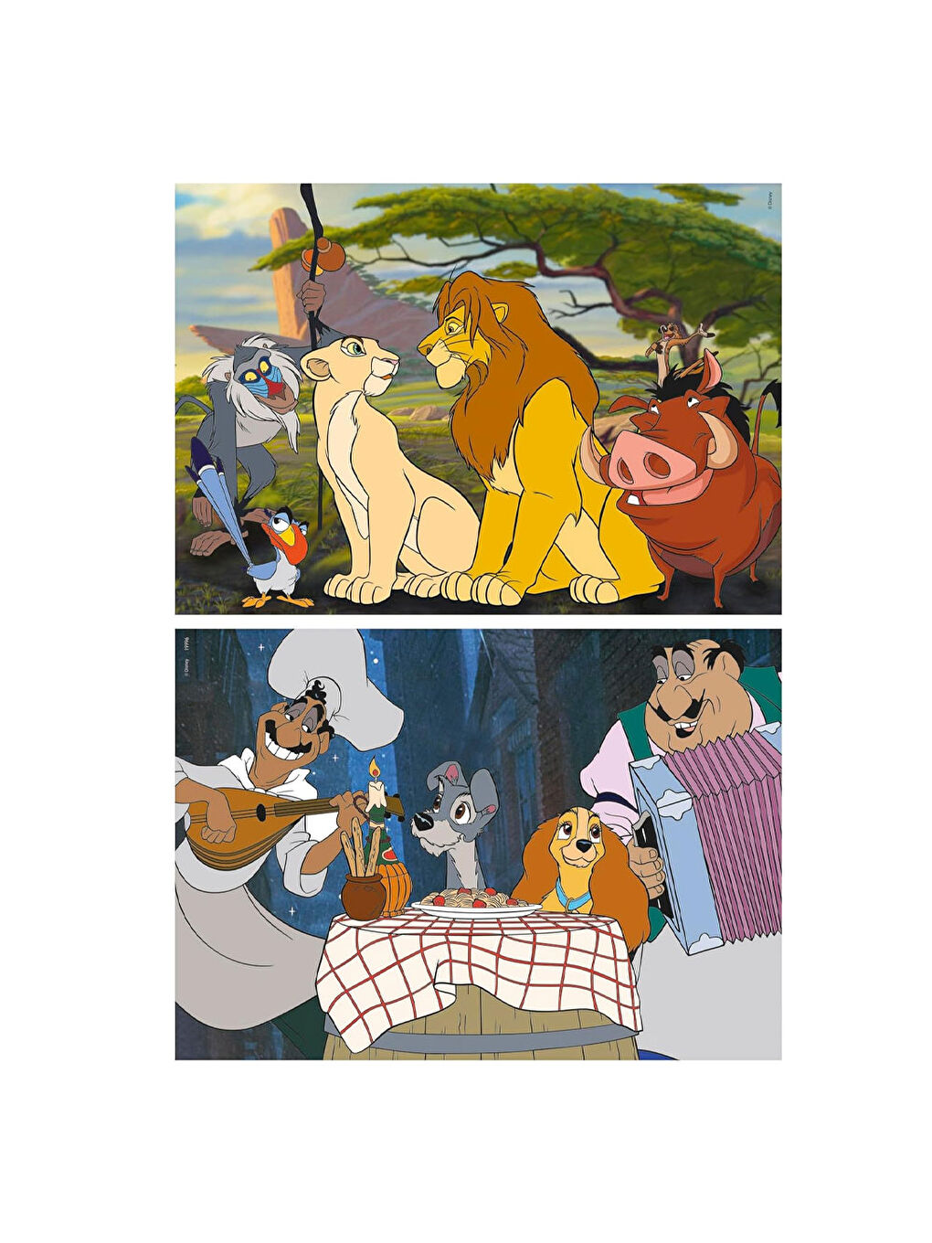 Çocuk Puzzle 2x48 Parça Disney Hayvanları 19996-1