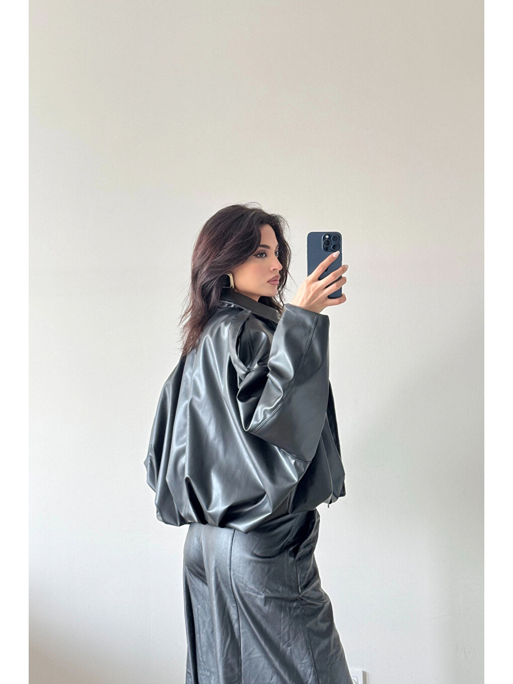 Kadın Siyah İnce Deri Ceket 0999-8501-1