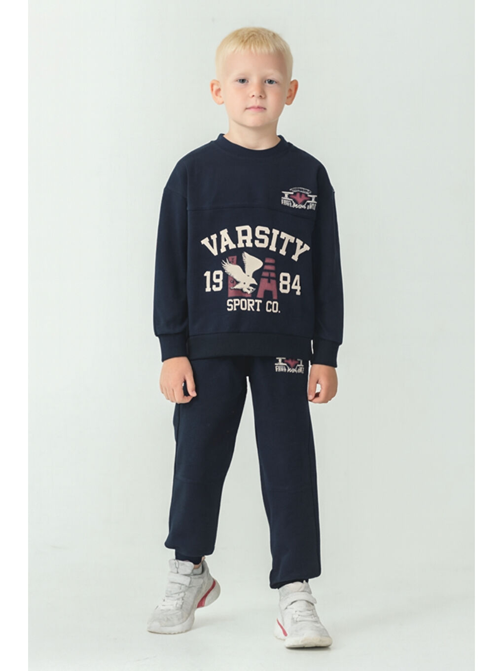 Lacivert Erkek Çocuk Varsity Baskılı Alt Üst Eşofman Takımı Ak7959