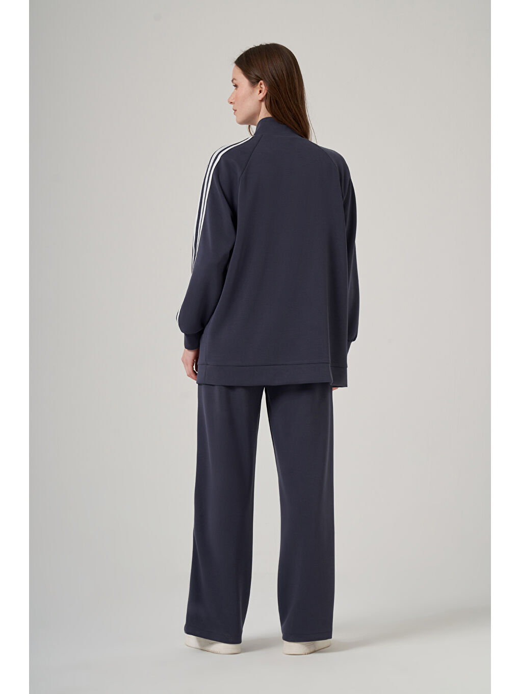 Fermuarı Taş Detaylı Pantolonlu Takım 1092 Lacivert-3