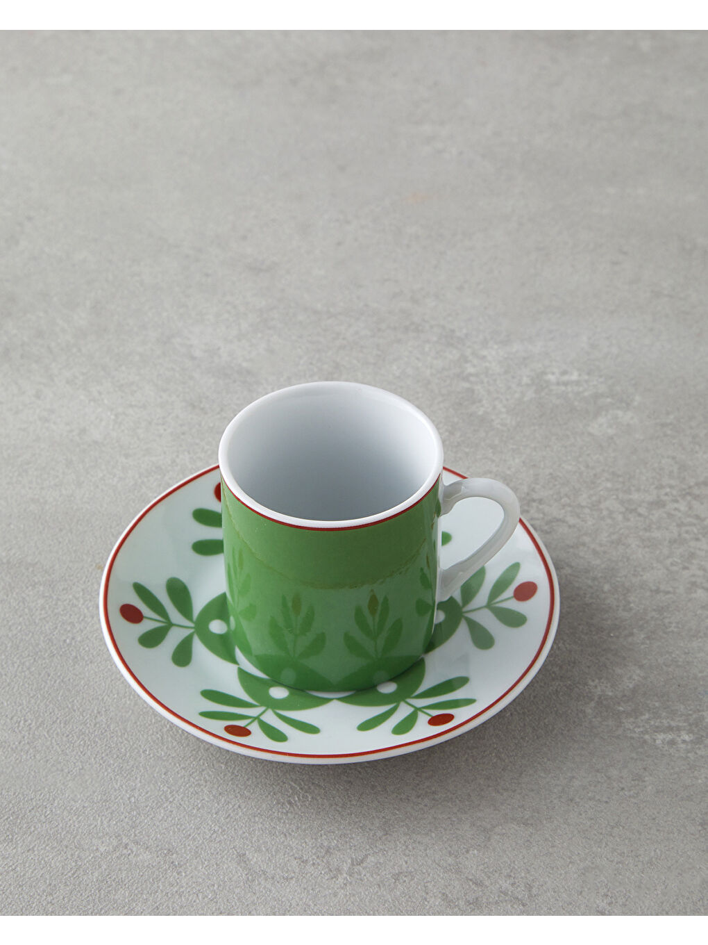 Vivy Porselen 4 Parça 2 Kişilik Kahve Fincan Takımı 80 ml Bordo-Yeşil-2