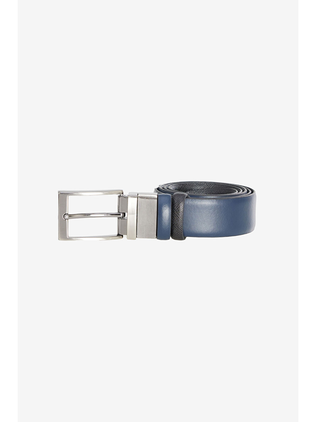 Erkek Siyah-Lacivert %100 Deri Çift Taraflı Klasik Kemer