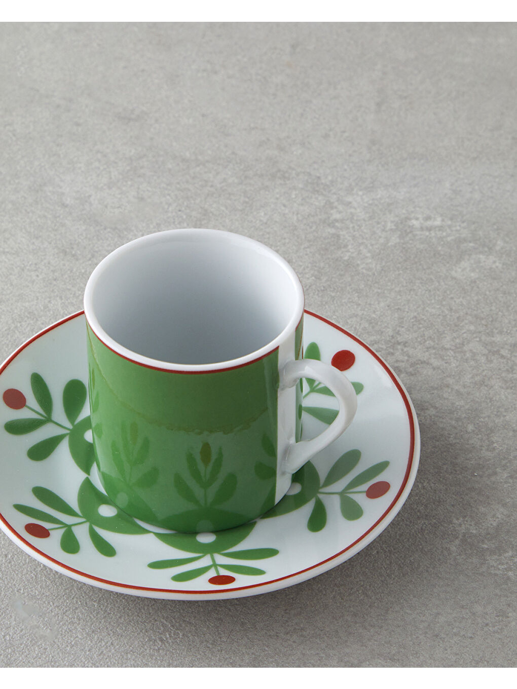 Vivy Porselen 4 Parça 2 Kişilik Kahve Fincan Takımı 80 ml Bordo-Yeşil-3