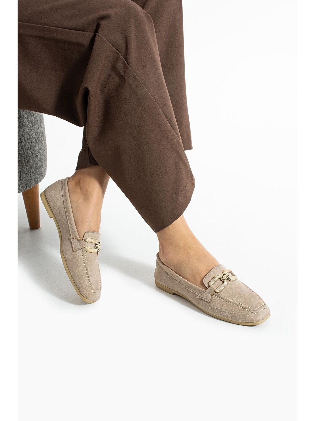 Ekru Aly-165 Kadın Babet Günlük Kadın Ayakkabı